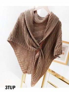 Knitted Cape w/ Buckle Detailing